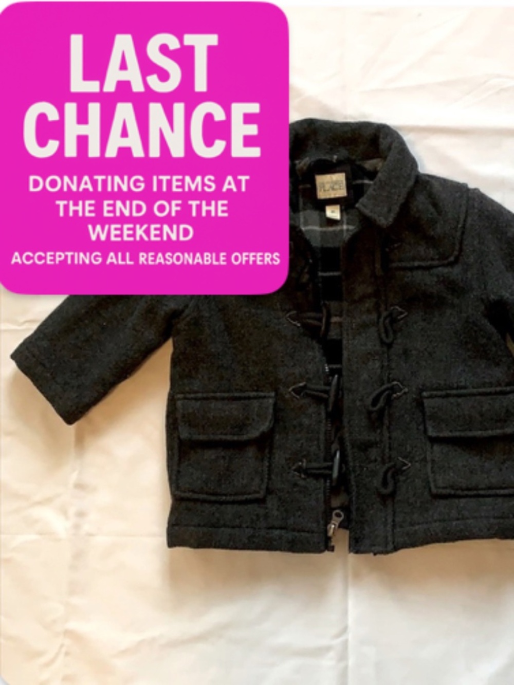 Pea Coat Children’s Place 3T unisex Dress Coat Fall Winter Christmas Dark Gray